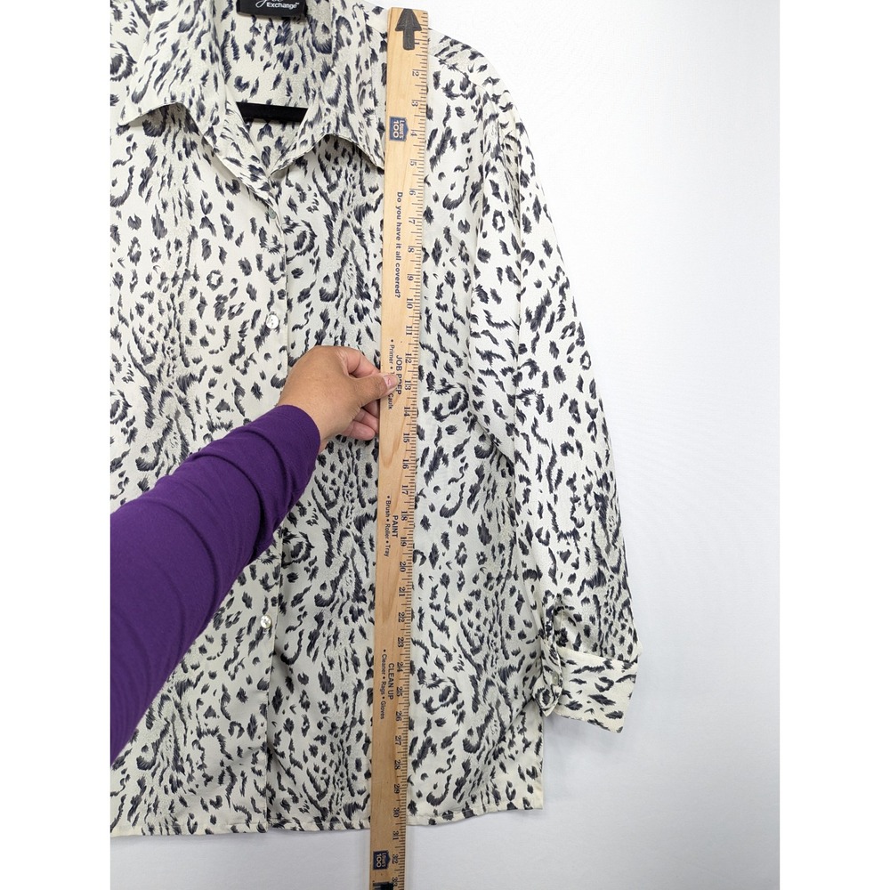 Style Exchange Womens Leopard Print Button Down Shirt Grey White Long Sleeve M - Picture 6 of 11